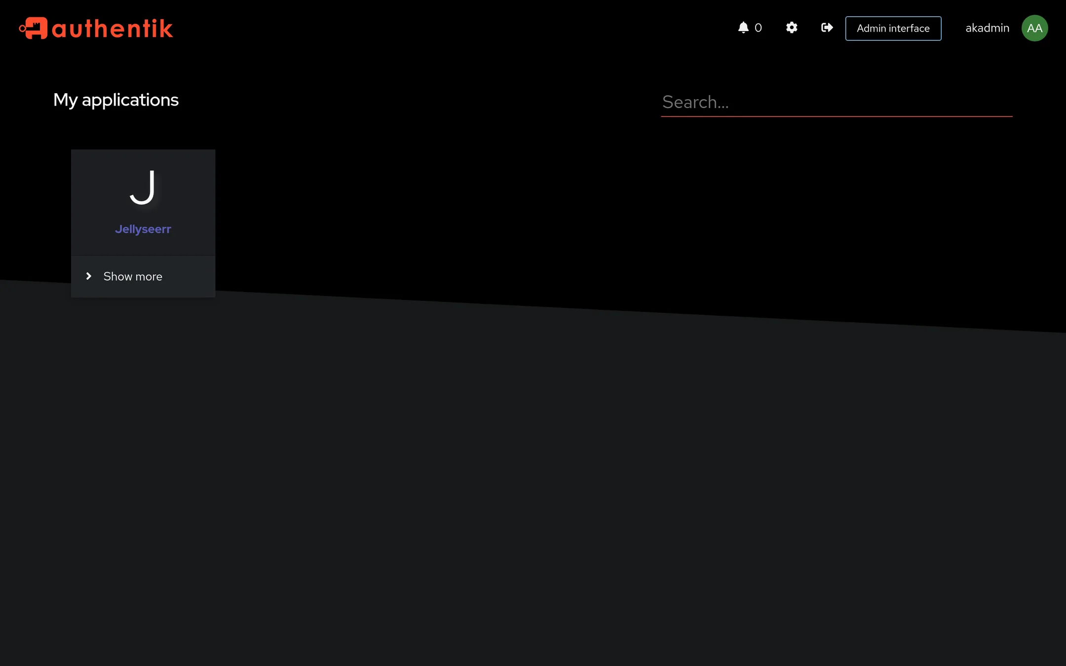My applications page lists one tile per connected app.