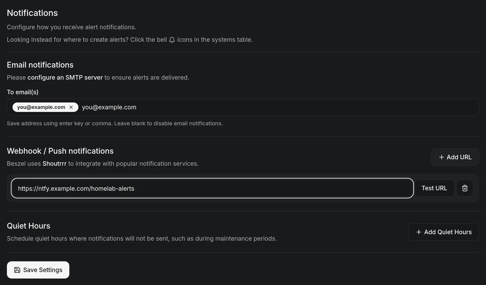 Add a notification channel so alerts leave the dashboard.