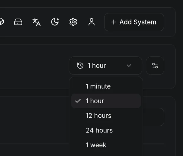 Pick a time range from the last hour to the last 30 days.