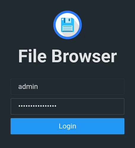 Login page accepts the admin credentials.