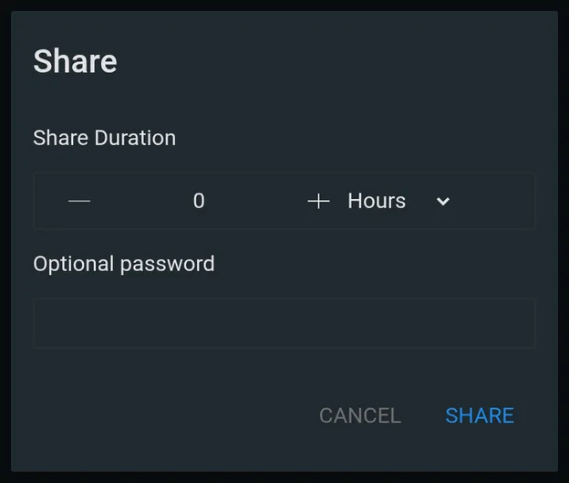 Share dialog sets a link expiry.