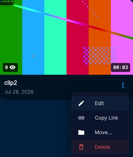 Hover a clip and click Copy Link.