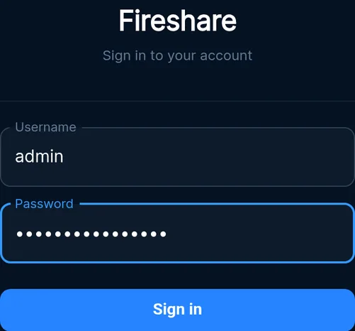 Log in as admin with the generated password.