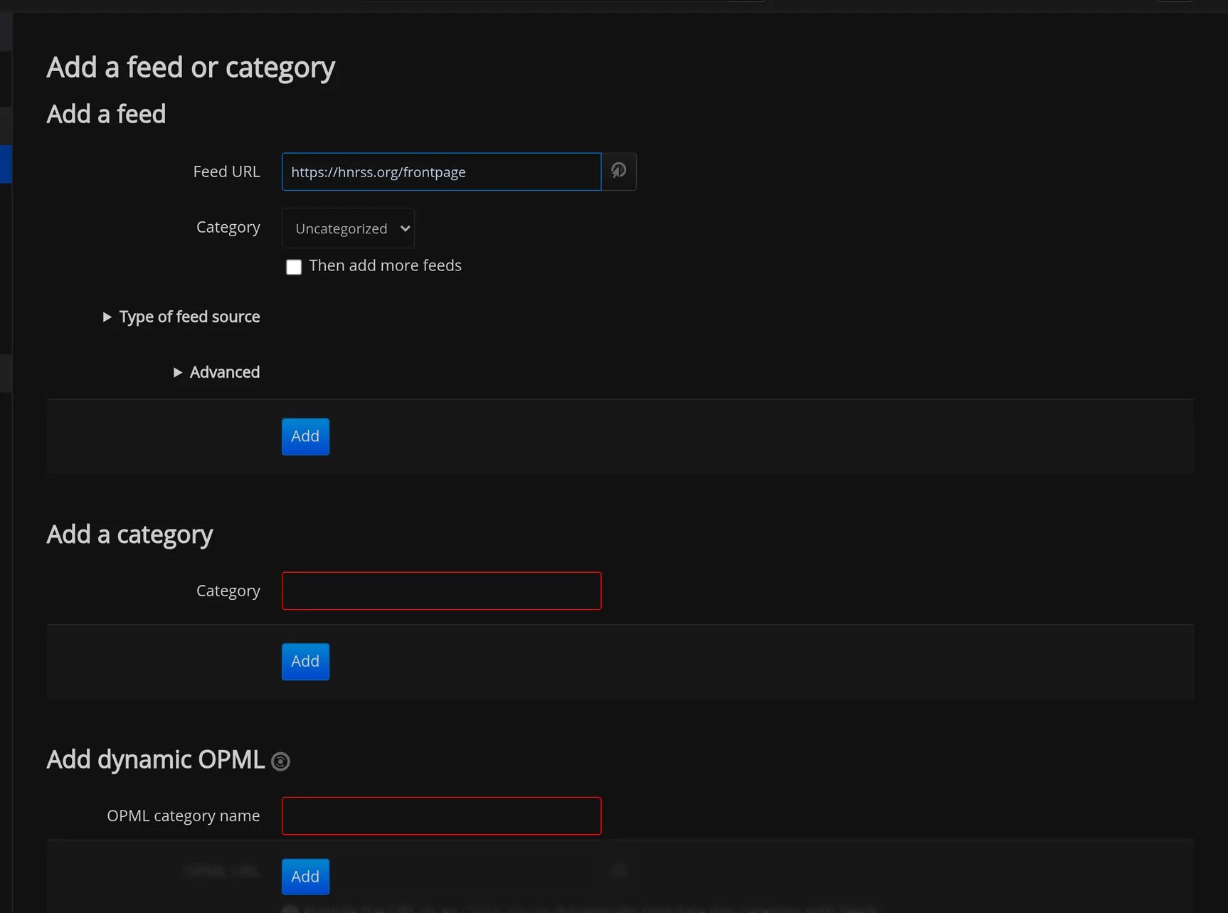 Subscribe dialog accepts a feed address.