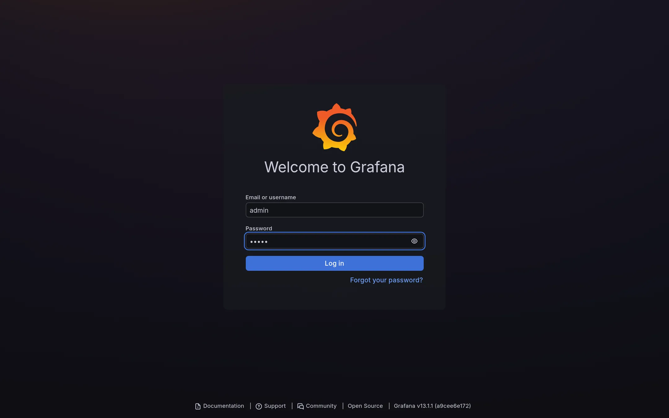 First login uses the default admin account and forces a new password.
