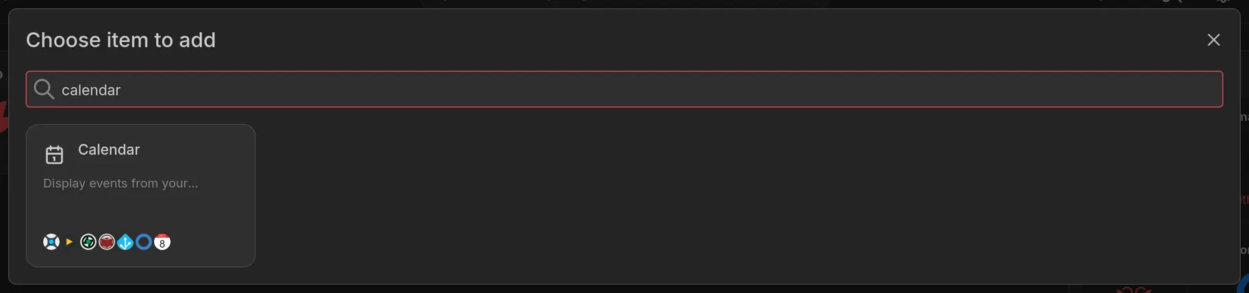 Place a live-status widget for the connected integration