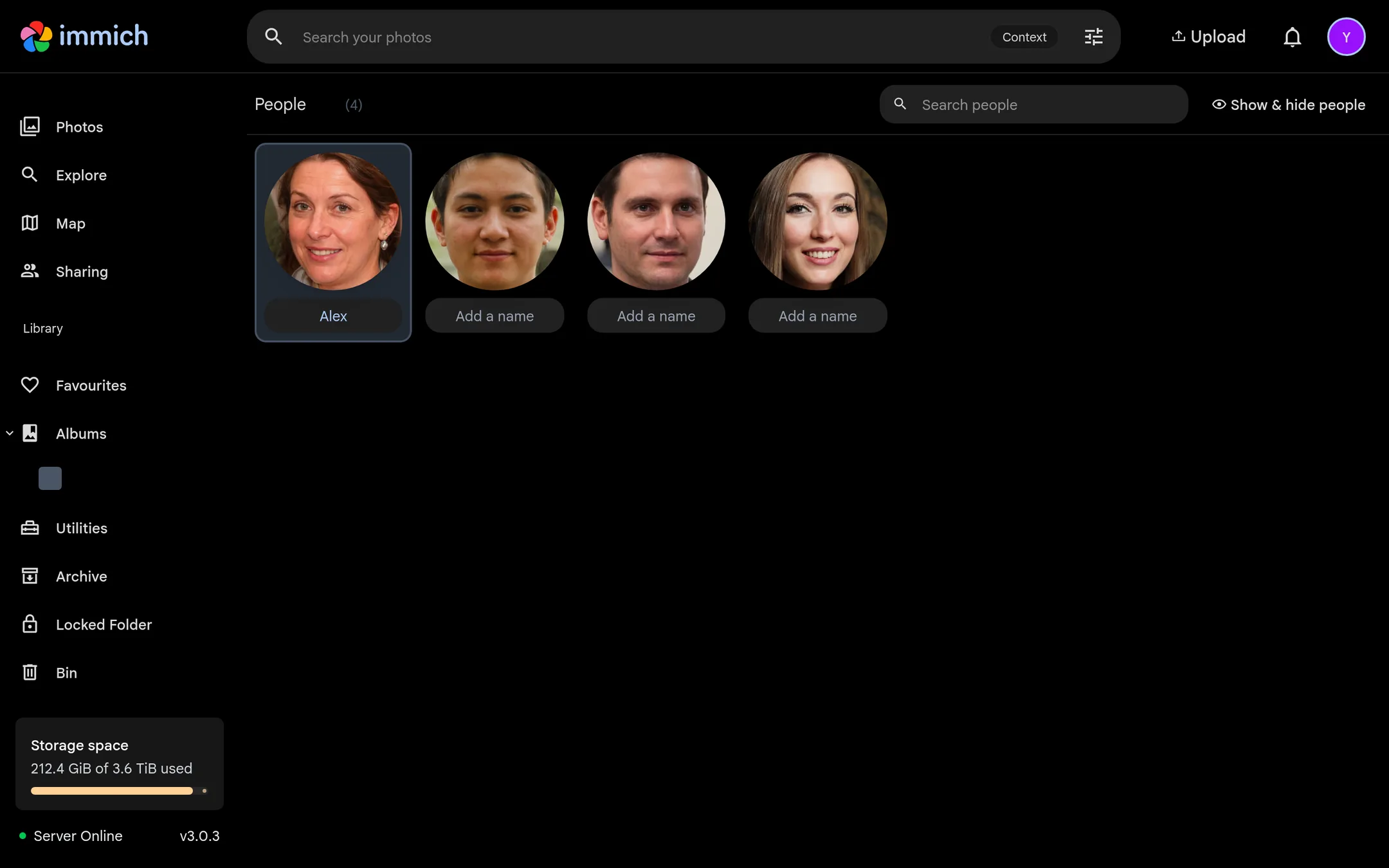 Name a detected face under Explore → People.