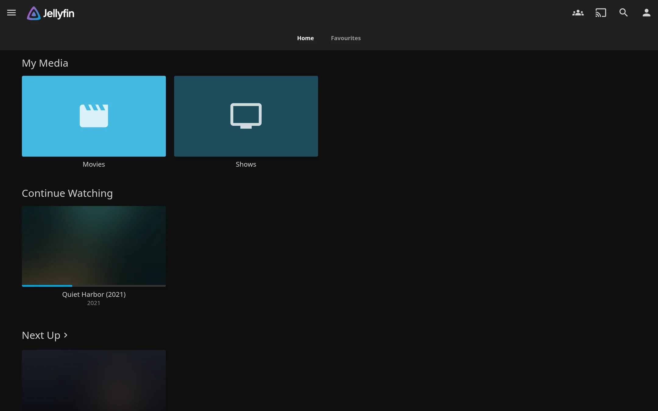 View the Jellyfin home screen with library rows.