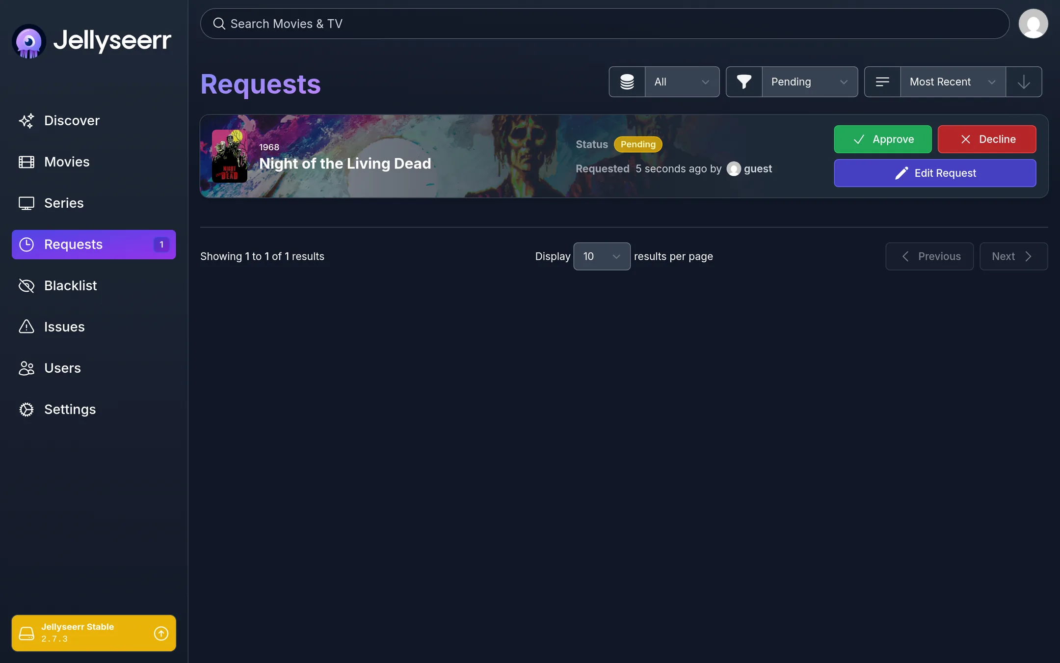 Approve or decline a pending request.