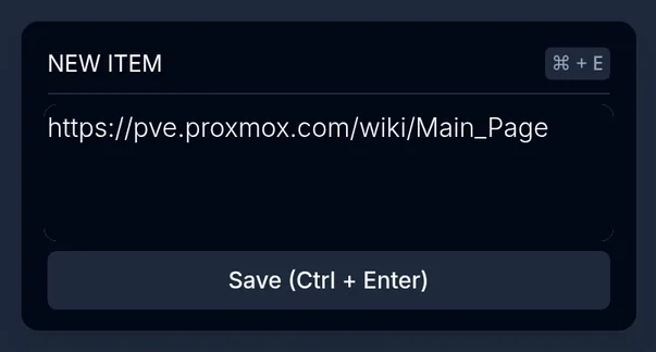 Input box saves a pasted link.