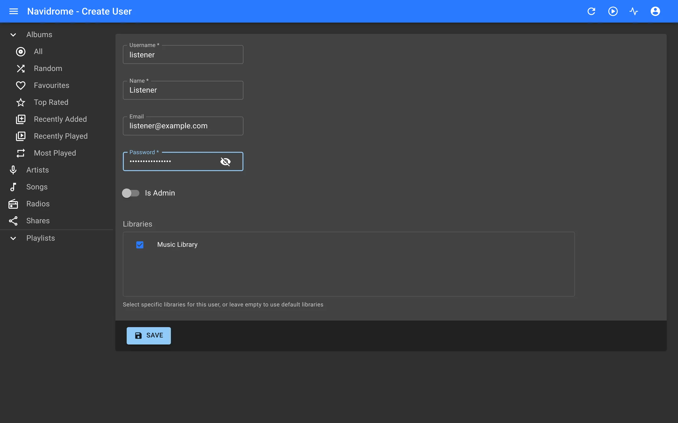 Add a separate login for each listener.