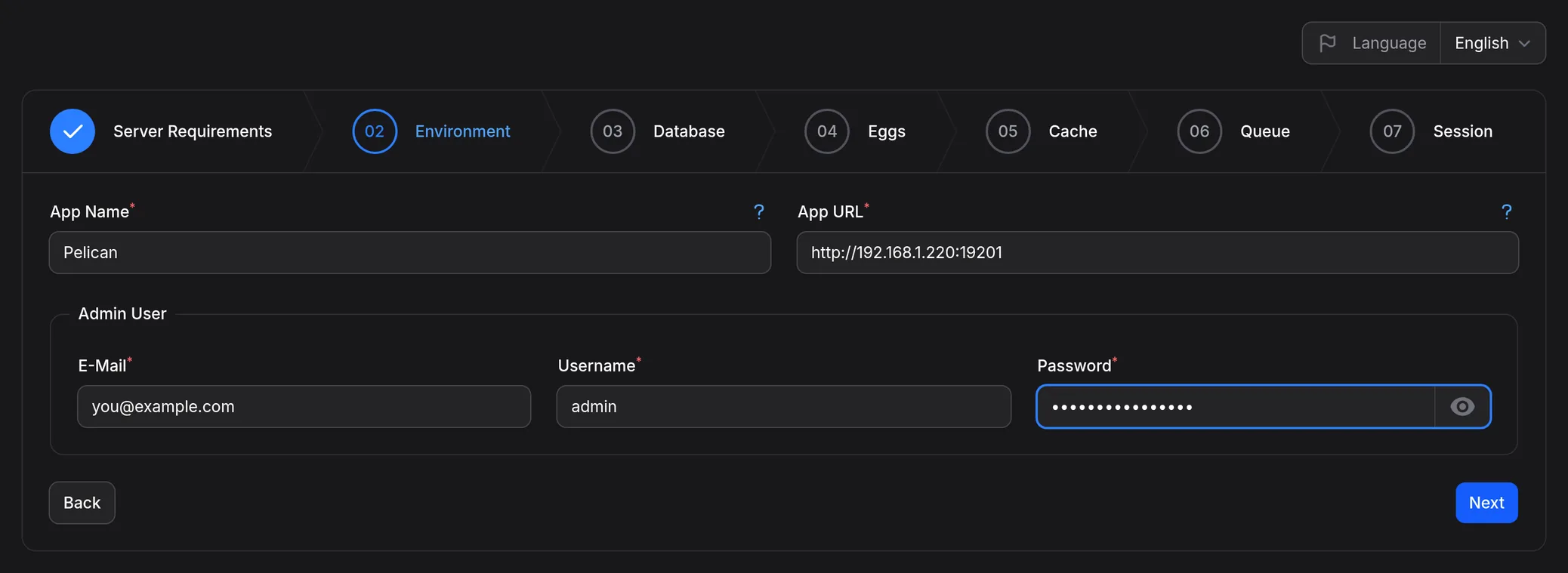 Installer wizard creates the first admin account.