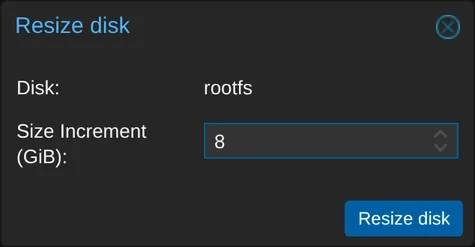 Enter how many gigabytes to add to the disk.