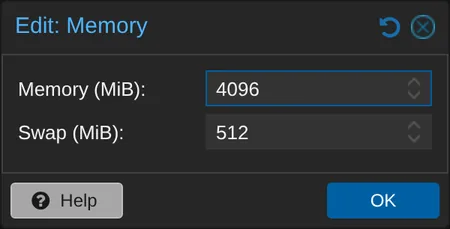 Edit the container's memory ceiling.
