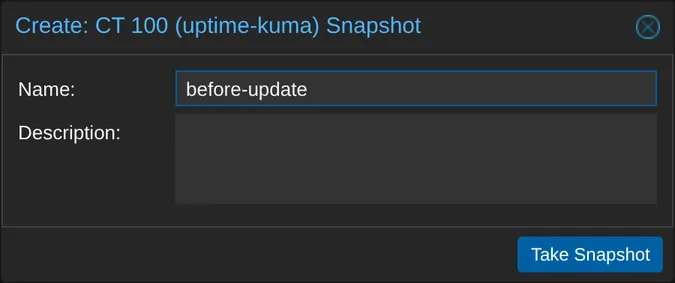 Name the snapshot before taking it.