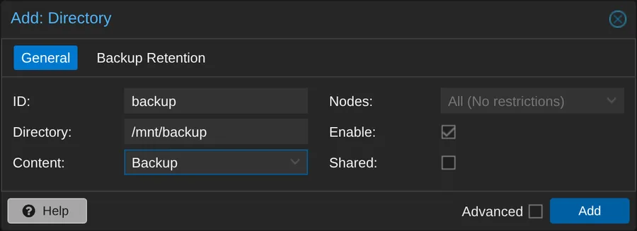 Register an already-mounted drive as Directory storage.