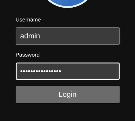 Log in with the temporary admin password.