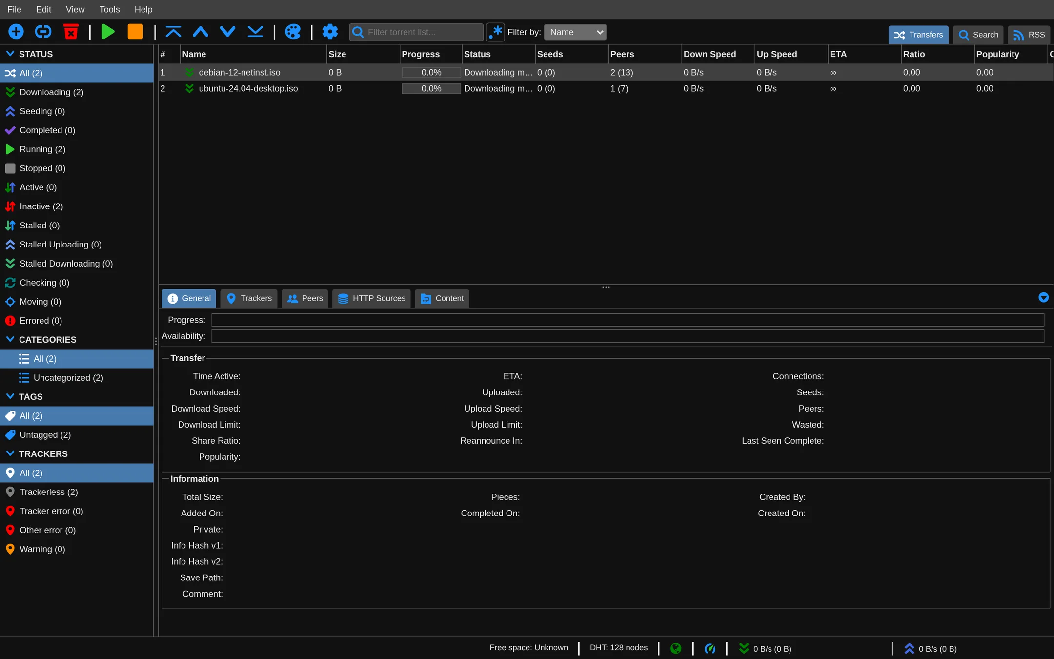 View torrent progress in the main list.