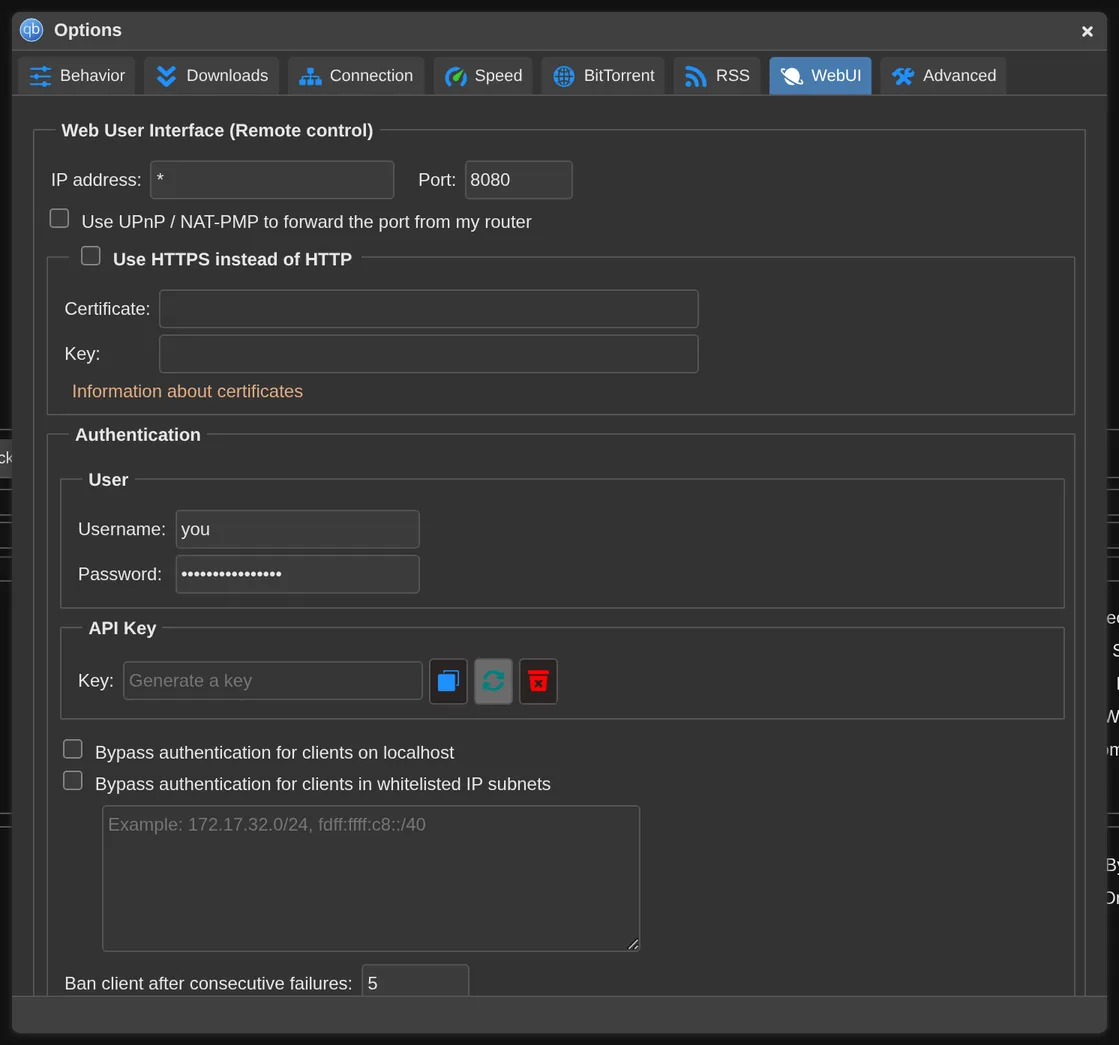 Set a permanent username and password in Web UI settings.