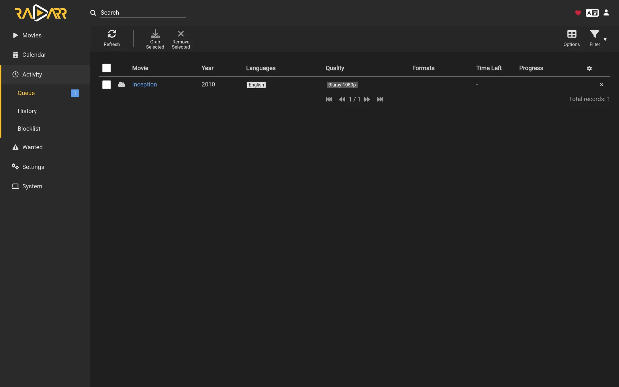 Monitor the download in the Activity Queue.