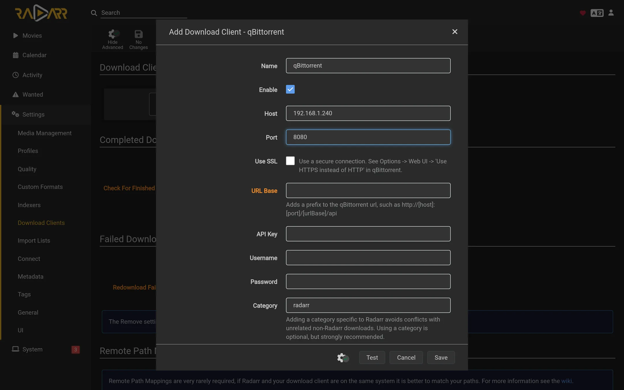 Add qBittorrent as a download client.