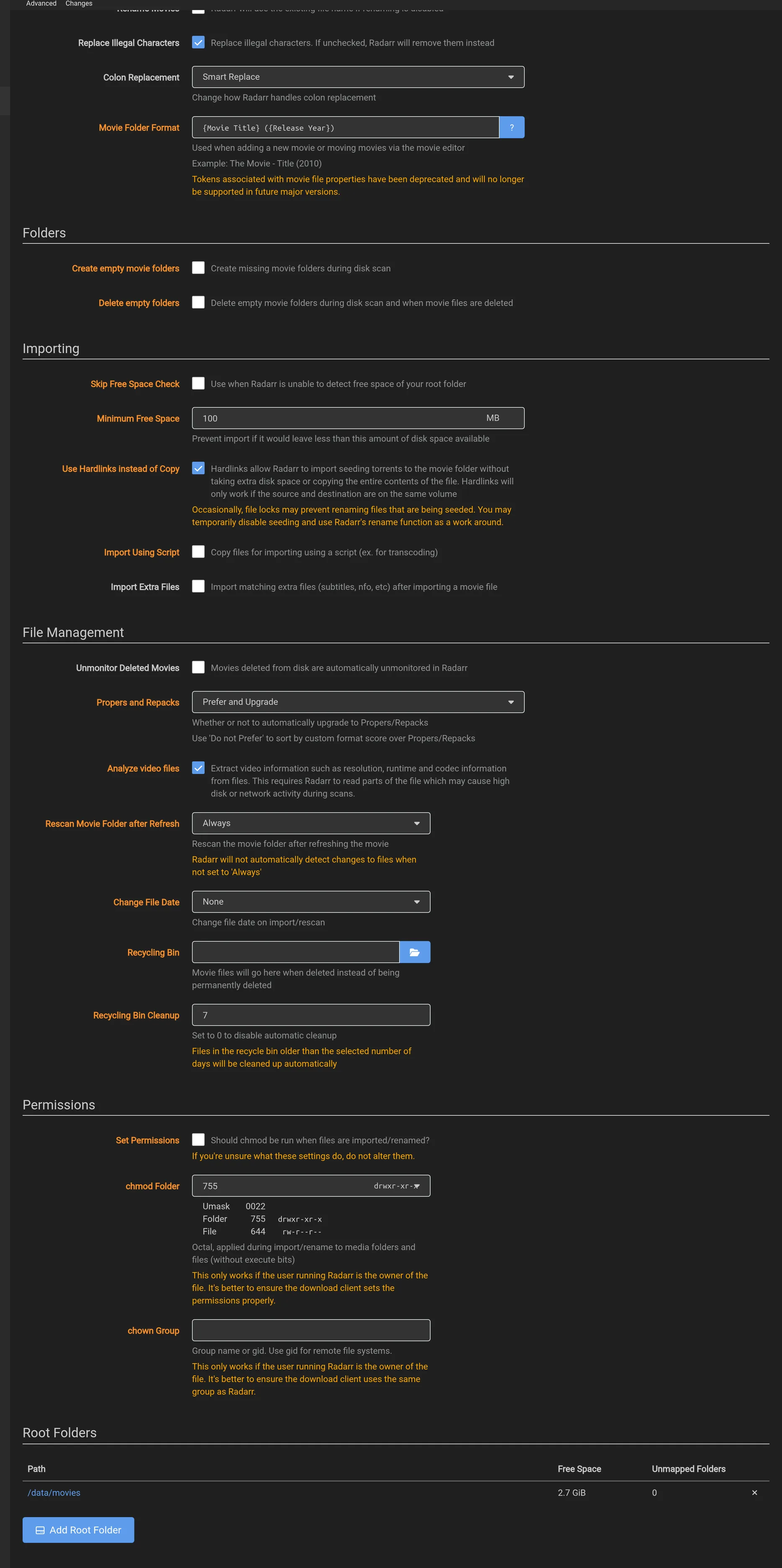 Confirm hardlinks are enabled in Media Management.