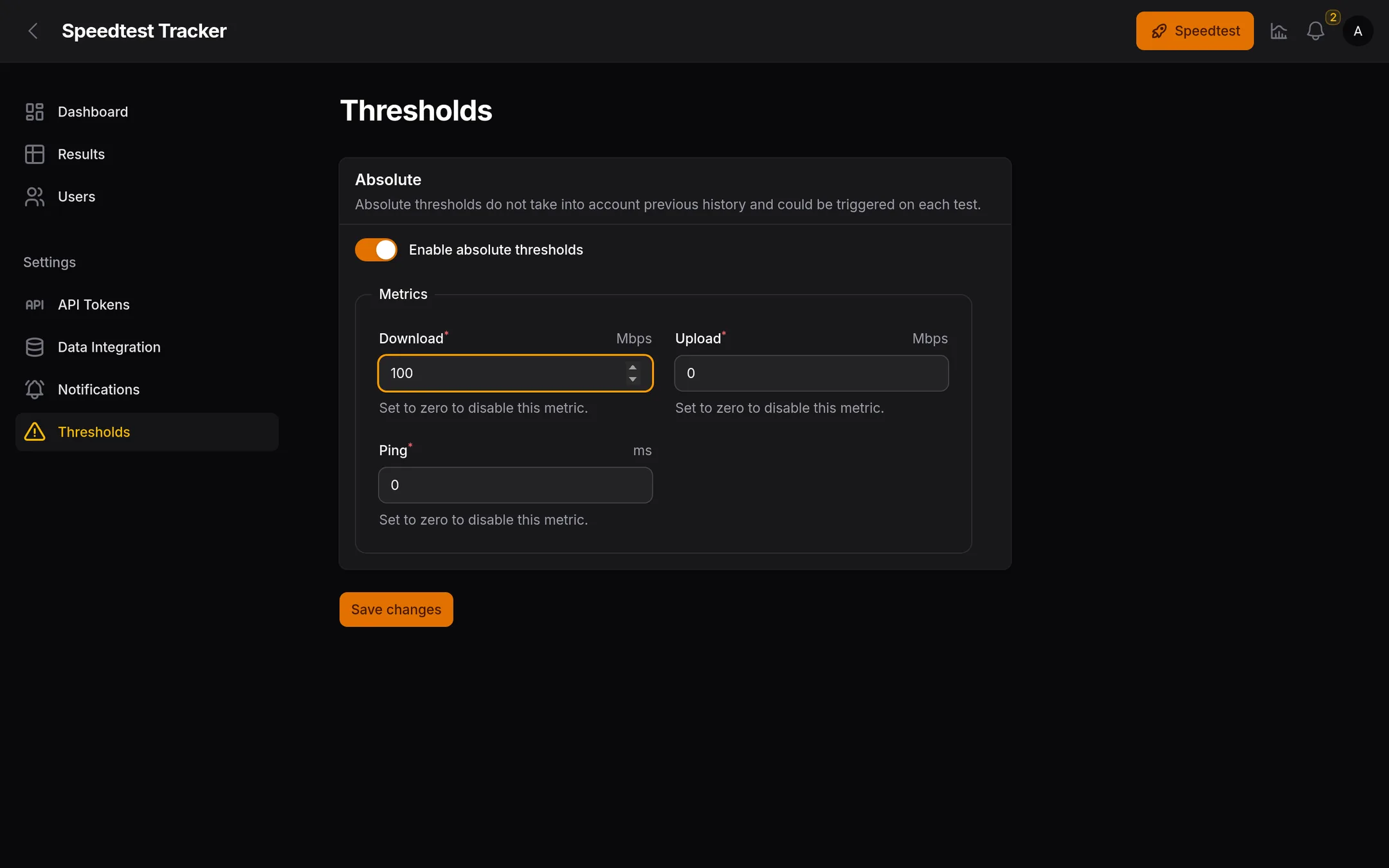 Threshold setting marks slow runs as failed.
