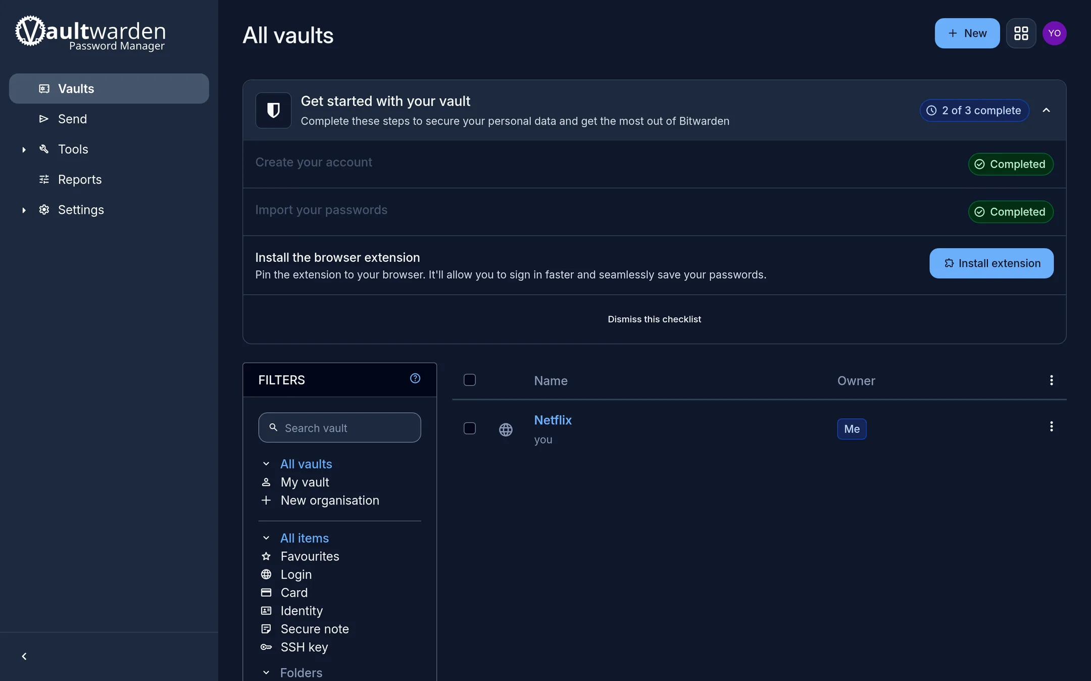 Bitwarden web vault